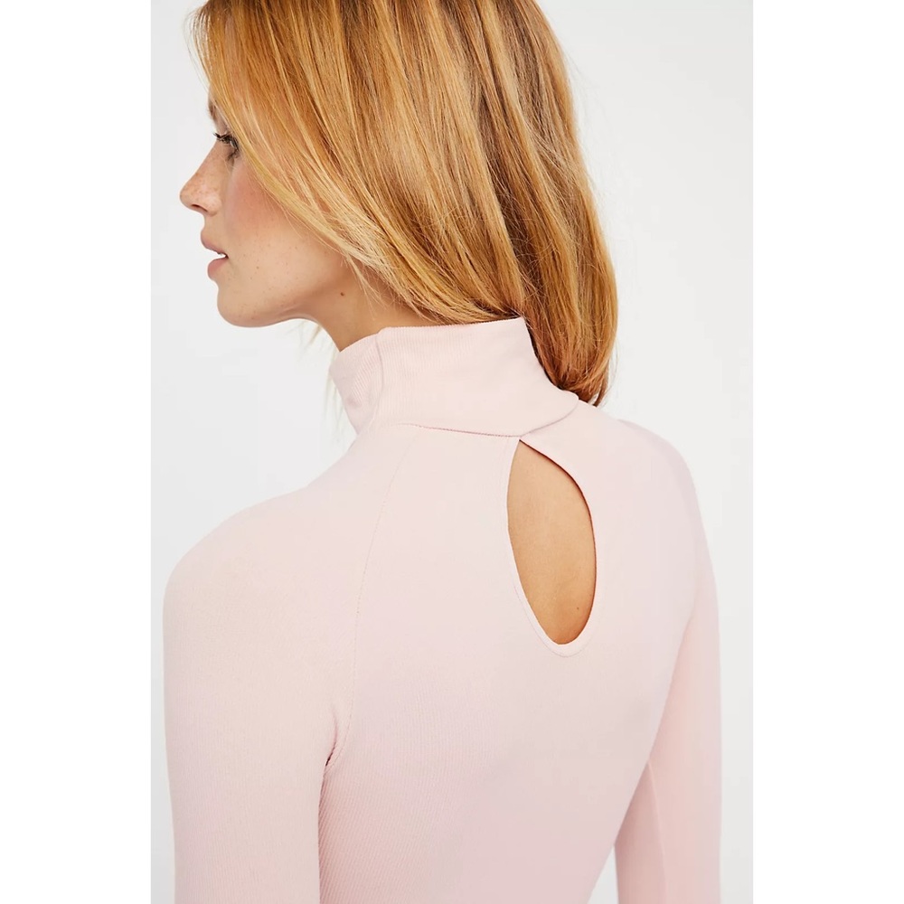 Free People Seamless Turtleneck Bodysuit Blush - Picture 5 of 9